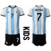Tanie Strój piłkarski Argentyna Rodrigo de Paul #7 Koszulka Podstawowej dla dziecięce MŚ 2022 Krótkie Rękawy (+ szorty)